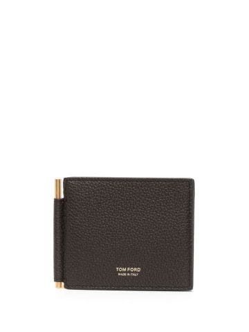 Brown bifold wallet with money clip