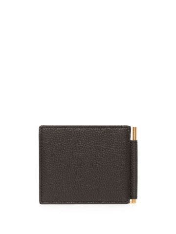 Brown bifold wallet with money clip