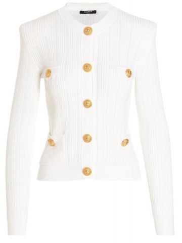 Embossed buttons white Cardigan