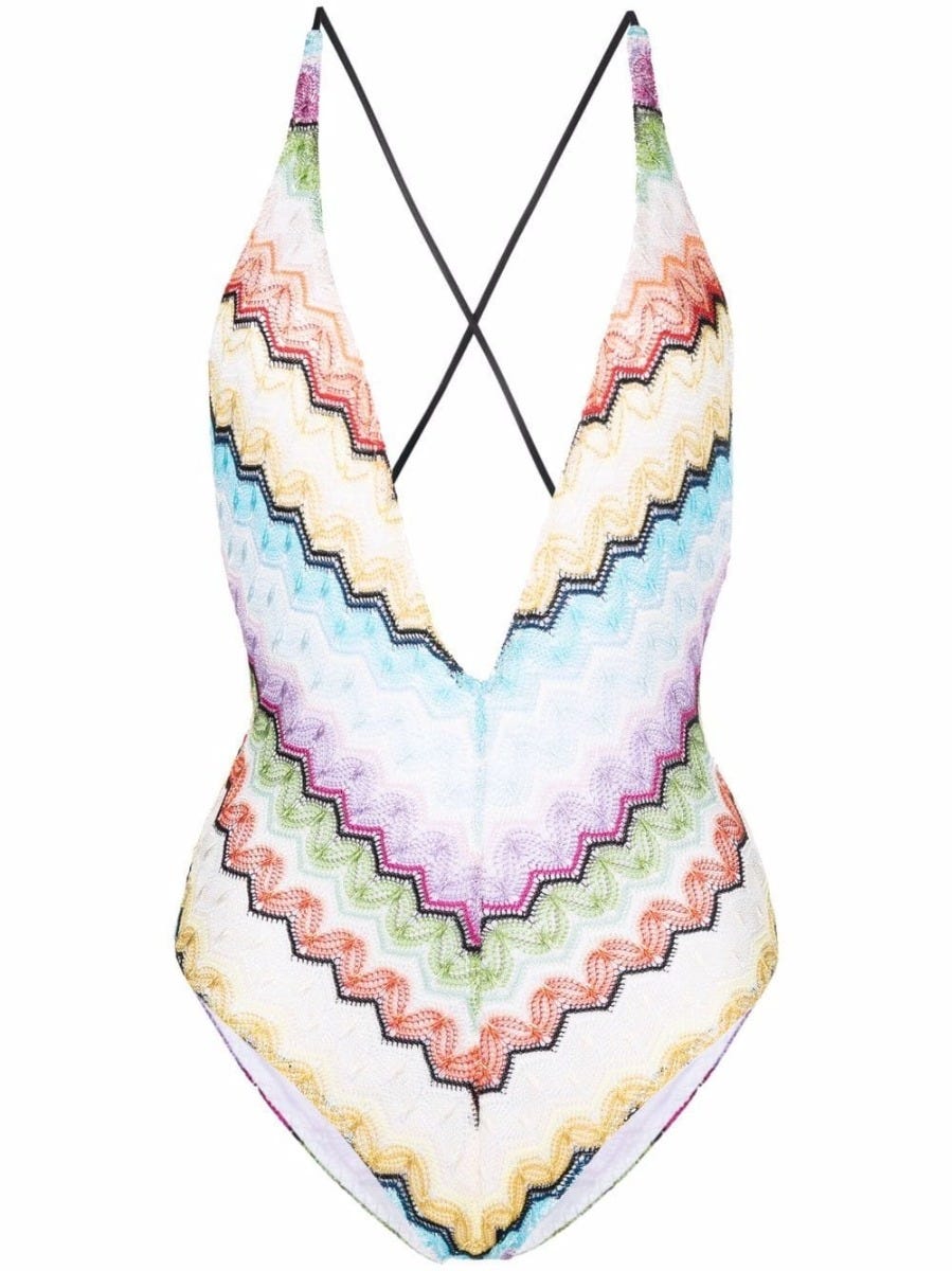 Multicolored zigzag pattern One piece Swimsuit