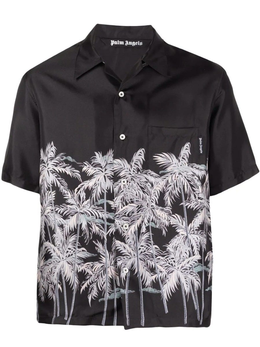 Palm tree print black cropped Shirt